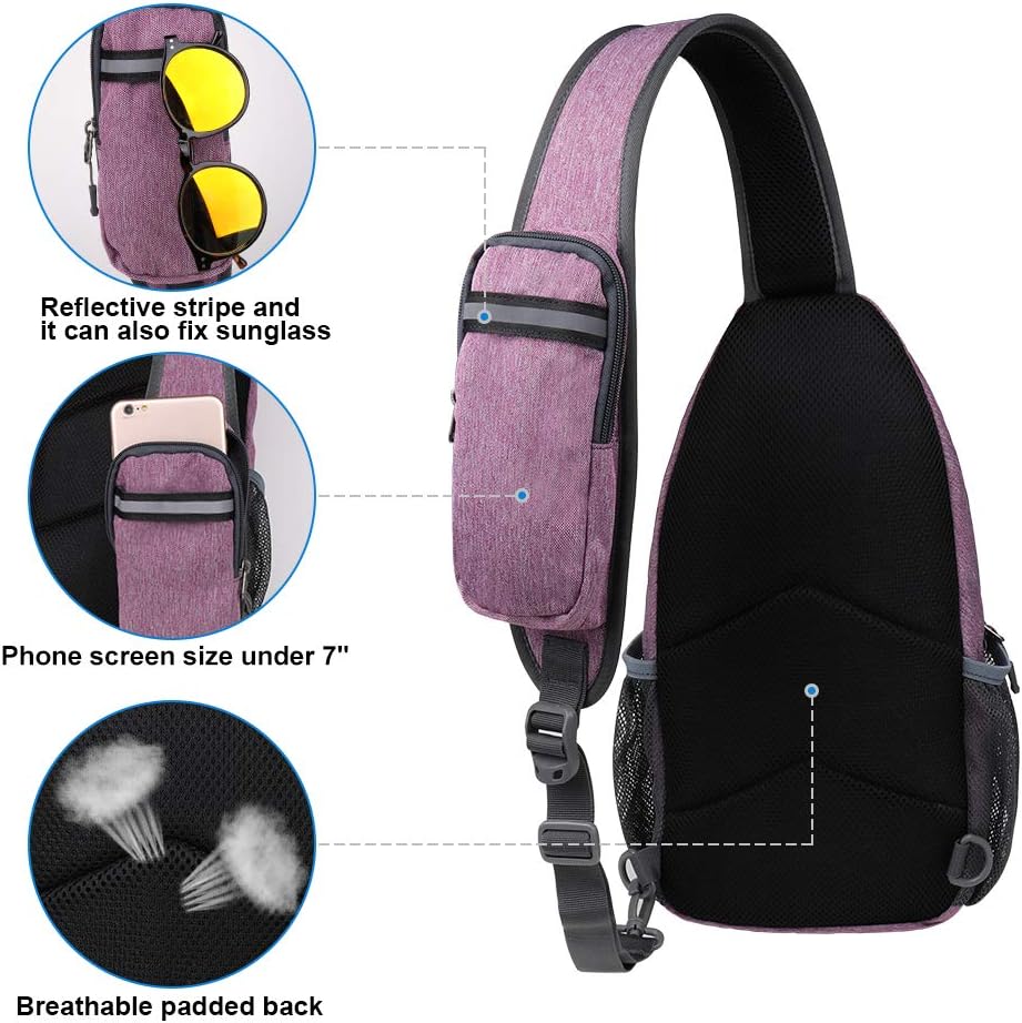 Waterfly Sling Bag Backpack Shoulder Crossbody Chest Bags Hiking Casual Daypack for Men Women, Purple - Image 5