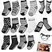 Yaobabymu 6 Pairs 16-36 Months Baby Boy's Girl's Non Skid Ankle Cotton Toddler Anti Skid Slip Slipper Stretch Knit Socks and Gift, Footsocks Sneakers Socks,Length 10-12cm