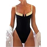 SOLY HUX Women's One Piece Bathing Suits High Cut Swimwear Push Up Bathing Suits Beach Vacation Clothes