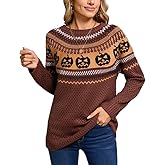 Women Halloween Pumpkin Skull Sweater Tops Crewneck Gothic Knitted Loose Pullover Long Sleeve Fall Winter Clothes