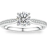 KRKC Moissanite Ring, Engagement Ring for Women, 1CT/1.5CT/2CT Lab Created Diamond D Color VVS1 Clarity, 925 Sterling Silver White Gold Plated Wedding Rings, Promise Rings for Wedding, Promise, Anniversary and Bridal