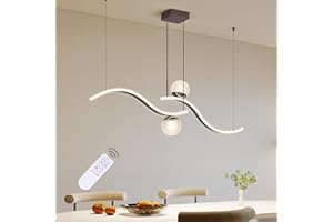 ORANOOR Modern LED Globe Pendant Light, 39in Dimmable Black Hanging Chandelier Light Fixture, 2-Wave Kitchen Pendant Lighting Over Island, Dining Room Lights Ceiling Hanging Over Table (2-Bulb)