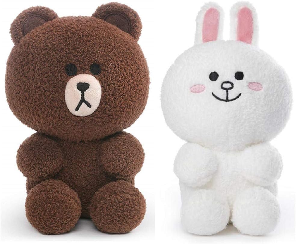 DHE Line Friends Bundle of 2 7" Seated Plushes, Brown and Cony