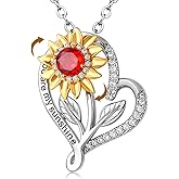 SELENICHAST Spinning Sunflower Necklace,925 Sterling Silver Heart Necklaces,You Are My Sunshine Girlfriend Birthday Jewelry Gifts