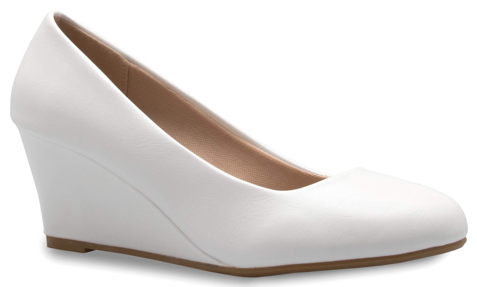 Photo 1 of Olivia K Women's Adorable Low Wedge Heel Shoe - Easy Low Pumps - Basic Slip On, Comfort