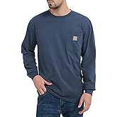 Kecols Men's Loose Fit Heavyweight Work Long Sleeve T-Shirts Comfort Pocket Tee(Regular&Tall)