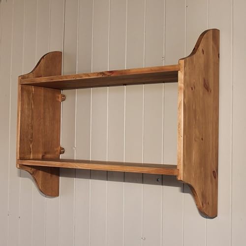 Open Back 3 Tier Pine Wall Shelf, Rack,in Antique Pine 24" Amazon.co