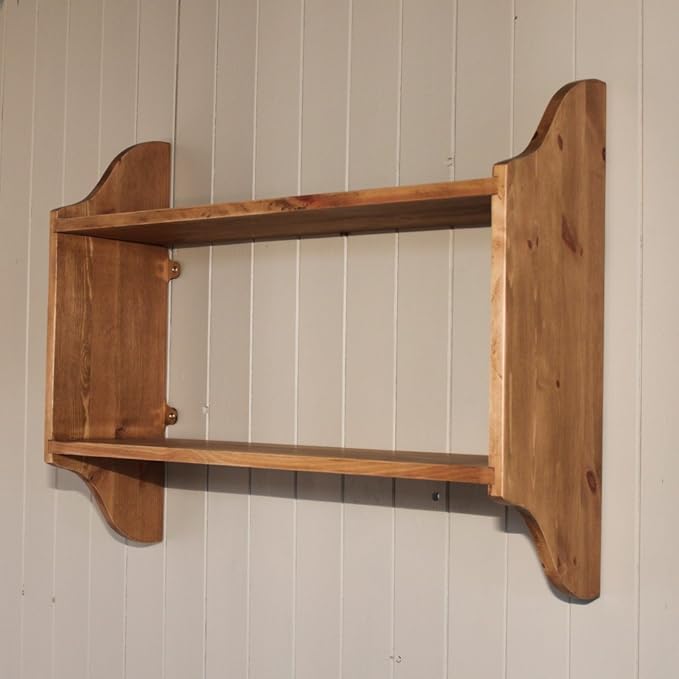 2 Tier Pine Wall Shelf Antique Pine Amazon.co.uk Kitchen & Home