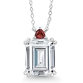 Gem Stone King 925 Sterling Silver Red Garnet Necklace Set with Moissanite (7.58 Cttw)