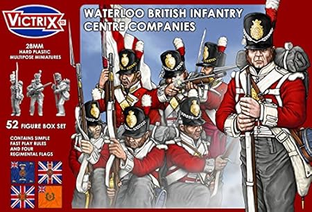 Victrix VX0001 - Waterloo British Infantry Center Companies - 52 Figurenboxen mit Flaggen - 28mm Plastikminiaturen Napoleon