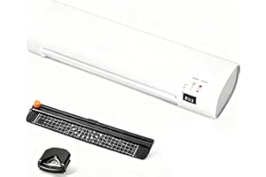 IBZDI 9-Inch 4-in-1 Thermal Laminator Machine with Never-Jam Tech, Includes 40 A4 Laminating Pouches, Trimmer & Corner Rounder for Office & Home Use - White