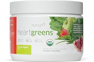 HumanN HeartGreens | Superfood Organic Powder with Wheatgrass, Kale, Spinach, and Spirulina, USDA Organic Non-GMO, from The Makers of SuperBeets (Green Apple Flavor, 5.29-Ounce