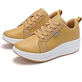 RUIDENG Platform Sneakers for Women Walking All Day | Slip Resistant Work Shoes for Women Comfortable | 2 Inch Thick Wedge Rocker Bottom