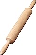 Meilexing Rolling Pin Beech Wood Wax Free, Professional Dough Roller for Baking Pasta Pizza Fondant Cookie Noodles Bread, 15x1.5 inch（With handle）,the roller is 9 inch