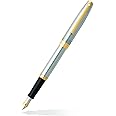 Sheaffer Sagaris Medium Nib Fountain Pen, Brushed Chrome, Gold Tone Trim (E0947353)