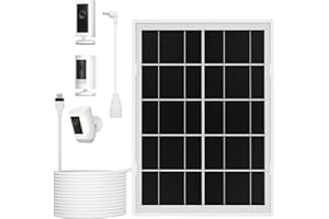 ITODOS 7W Solar Panel for Ring,Solar Charger for Stick Up Cam, Stick Up Cam Pro, Spotlight Cam Plus/Pro with 10FT/3M Waterproof Long Cable and USB-C to Barrel Plug Adapter