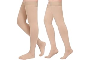 KTINNEAD Compression Stockings for Women & Men, 2 Pairs 15-20mmHg Thigh High Compression Socks for Varicose Veins, Swelling, Pregnant