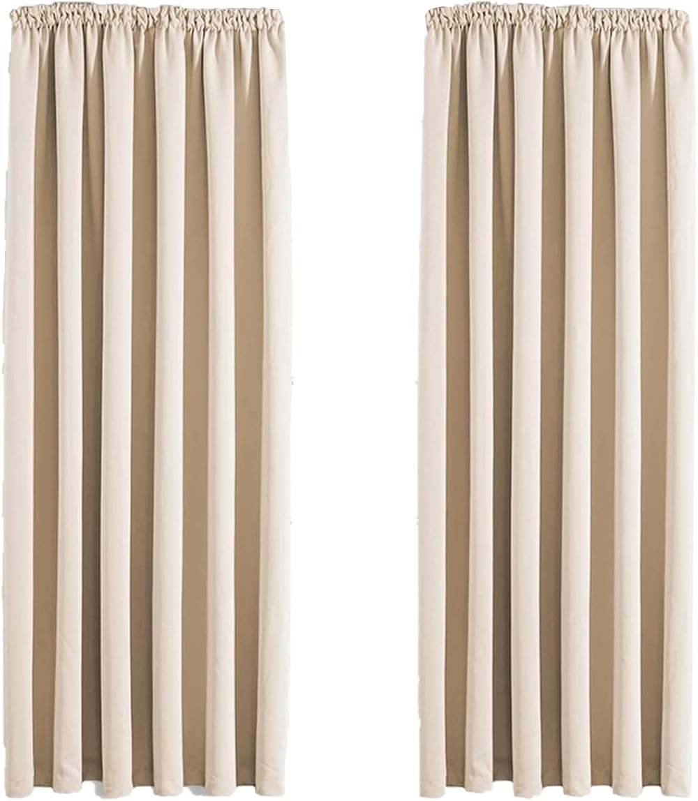 Aspire Homeware Blackout Curtains 46x54 Pencil Pleat Cream Pair