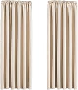 Aspire Homeware Blackout Curtains 46x54 Pencil Pleat Cream Pair