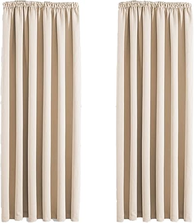 Aspire Homeware Blackout Curtains 46x54 Pencil Pleat Cream Pair