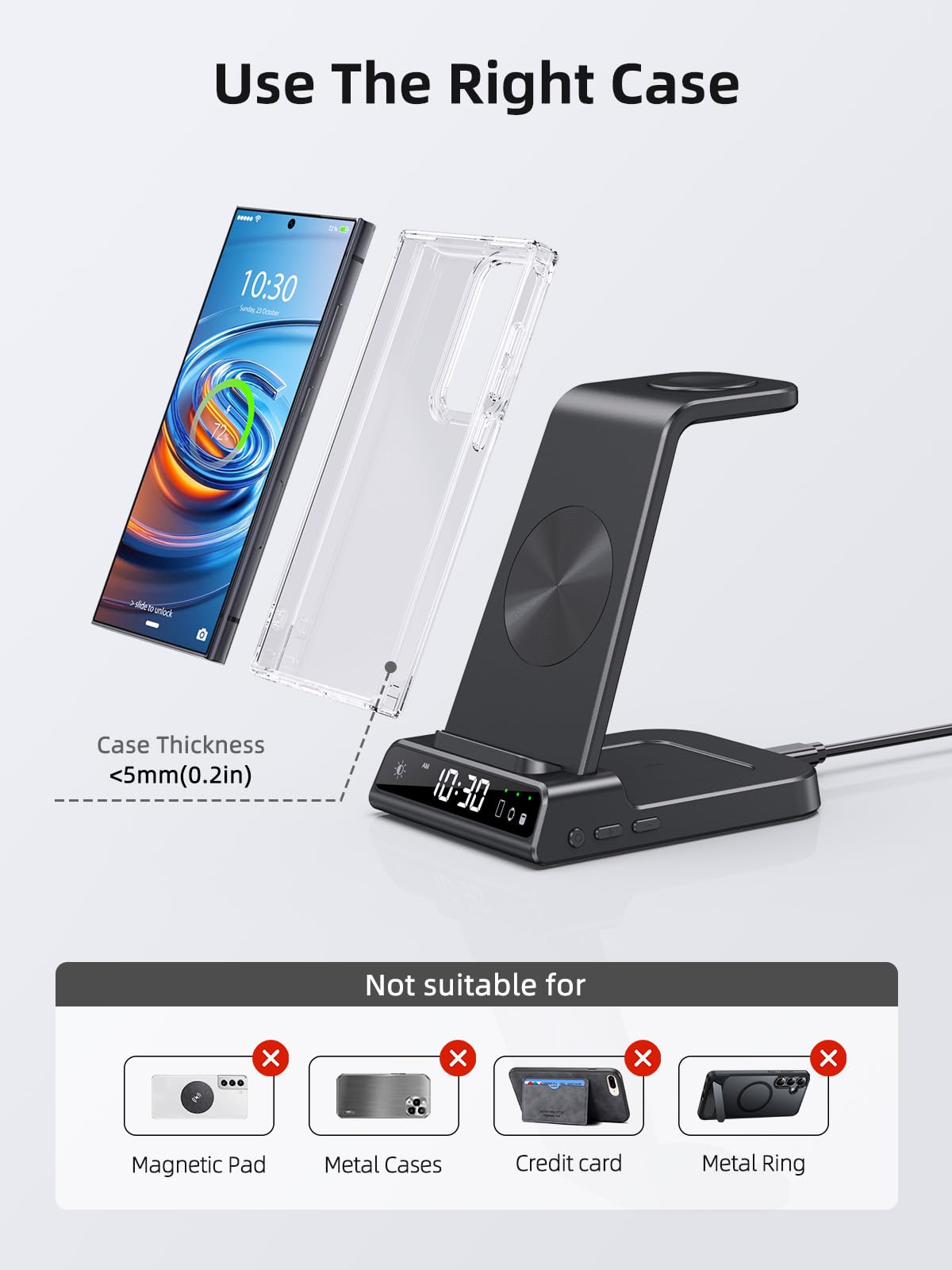 Wireless Charger für Samsung Ladestation für Galaxy S26 Ultra, Induktive Ladestation für Samsung Galaxy Watch Ultra/8/7/6, Kabelloses Ladegerät für Galaxy S26+/S25/S24/Z Flip 7/Z Fold 6,Galaxy Buds 6