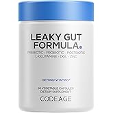Codeage Leaky Gut, L-Glutamine, Berberine, Quercetin, 60 Capsules | L-glutamine, berberine, quercetin, N-acetylglucosamine, butyric acid, DGL, marshmallow root, BioPerine. Vegan, non-GMO.
