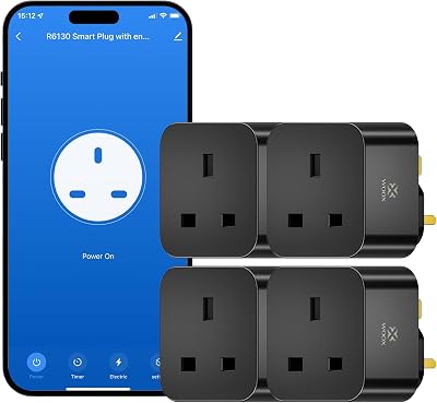 WOOX Smart Plug Energy Monitor 13A WiFi Alexa Google Voice Timer 4 Pack R6130