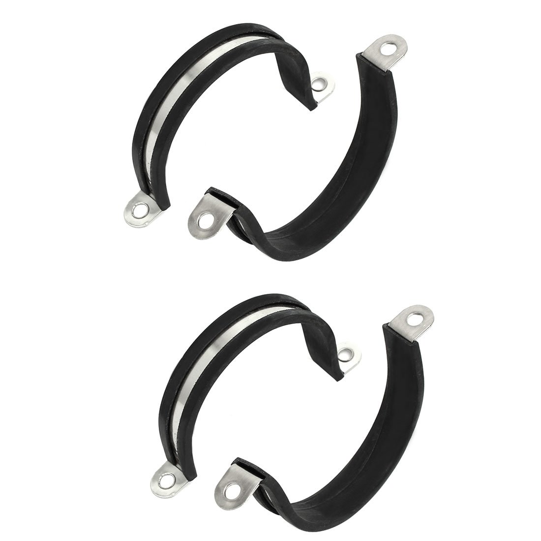 Sourcingmap 50mm Dia Rubber Lined U Shaped 304 Stainless Steel Pipe Clip Hose Clamp 4pcs