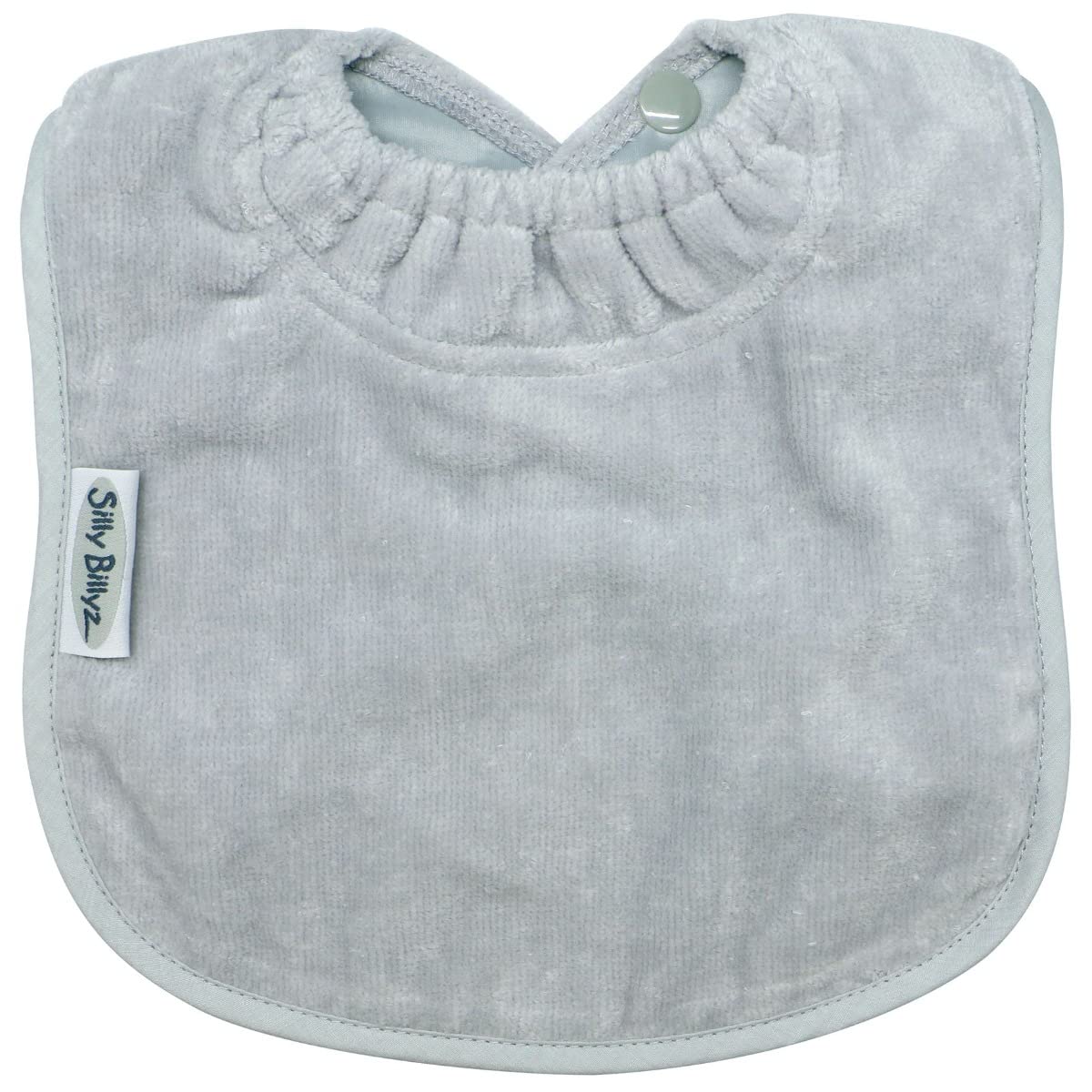 Silly Billyz plain towel bib with unique snuggle guard neck and waterproof backing