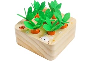 SKRTUAN Wooden Toys for 1 2 3 Year Old Baby Boys and Girls, Montessori Toy Carrot Harvest Game Shape & Sorting Matching Puzzle, Educational Developmental Birthday Gifts for Babies Toddlers Kids 12 Months