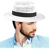 Straw Fedora Hats for Men Women Wide Brim Panama Summer Beach Sun Hat