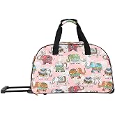 LUCAS Designer Carry On Luggage Collection - Lightweight Pattern 22 Inch Duffel Bag- Weekender Overnight Business Travel Suitcase with 2- Rolling Spinner Wheels (PINK, 22in)