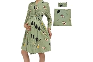 SUFEINI Swaddle Set with Matching Mommy Robe, Maternity Robe Nursing Hospital Delivery Labor Robes Pregnancy Women Loungewear