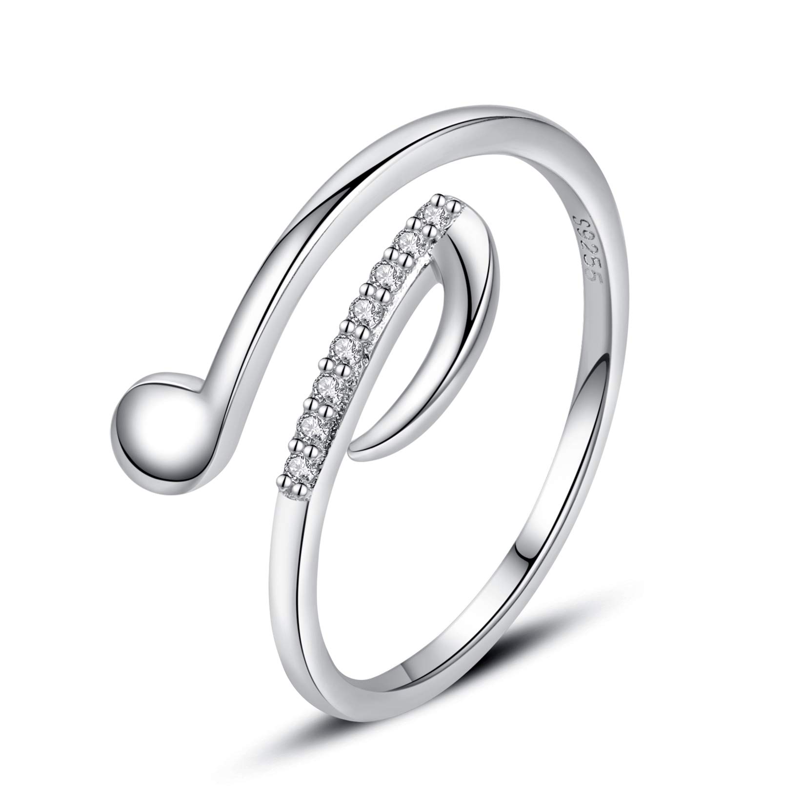 VIKI LYNN 925 Sterling Silver Music Note Ring Women Girls Musical Symbols Open Adjustable Ring