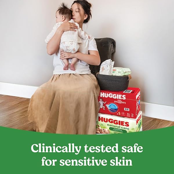 HUGGIES NATURAL CARE SENSITIVE BABY WIPES, UNSCENTED, HYPOALLERGENIC, 6 FLIP-TOP PACKS (288 WIPES TOTAL)
