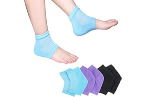 JUMPOW Moisturizing Socks, Gel Heel Socks for Dry Cracked Heels, Ventilated Spa Socks with Vitamin E & Aloe, Toeless, 3 Pairs
