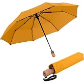Knirps TIMBER Automatic Umbrella - Auto Open Close Duomatic Folding Rain Protection with German Beechwood Handle, Wind Tunnel Tested Frame, Compact Travel Design