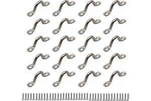 QLXHBOT 20Pcs Deck Loop Pad Eye 316 Stainless Steel Bimini Boat Top Straps, Tie Down, Kayak Deck Loops, 4mm Bimini 1.8" Length