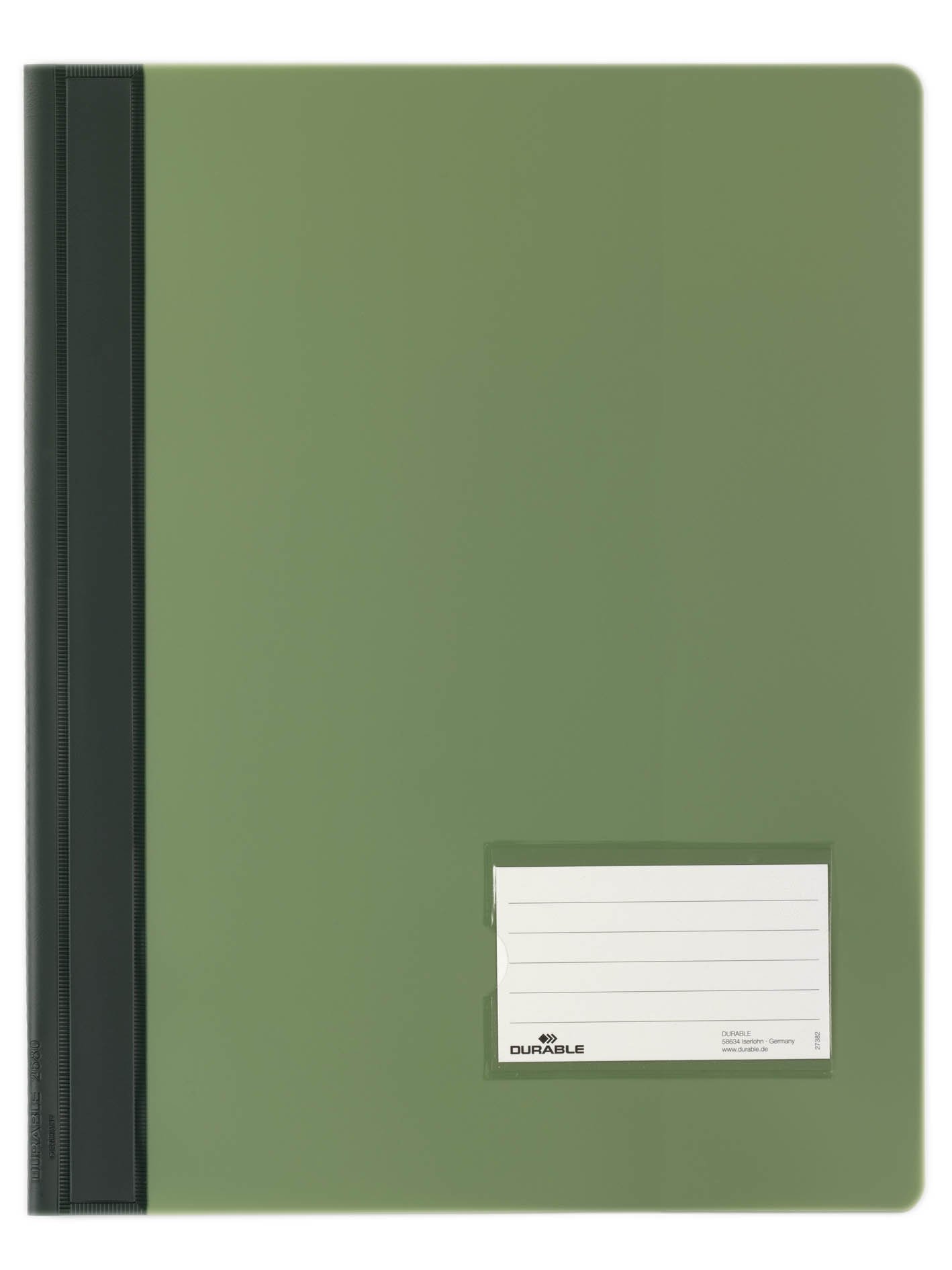 Durable DURALUX A4 Document Folder Green | Made From PVC | Extra Wide For Filing Punched Pockets | Pack of 25