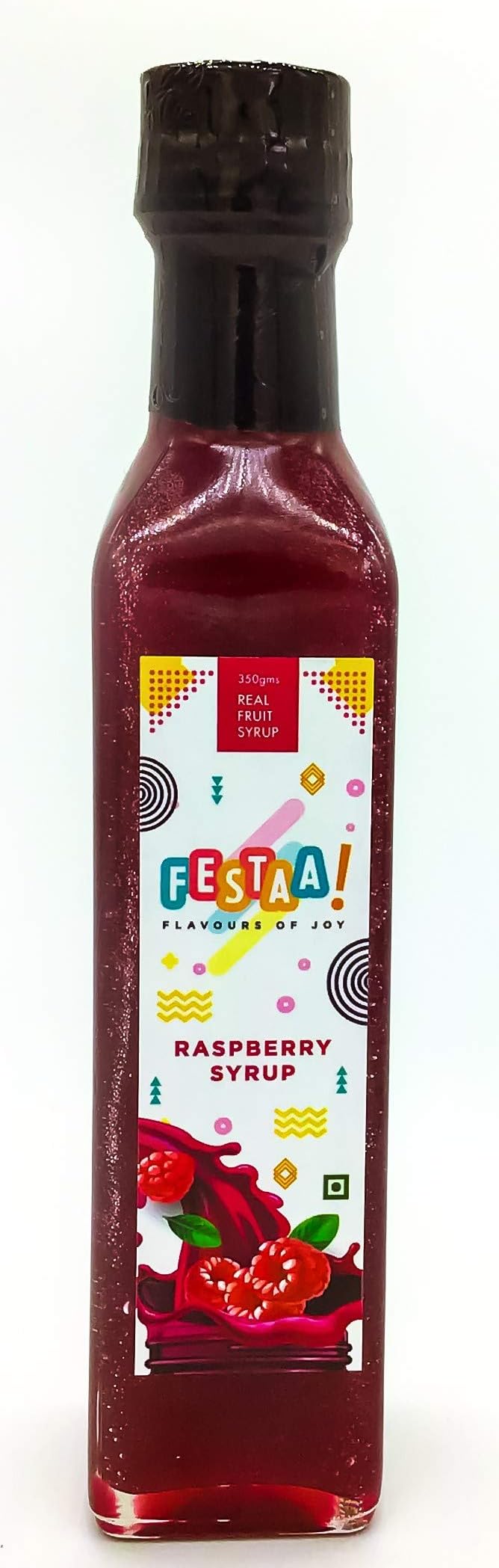 Festaa Raspberry Fruit Syrup - 100% Real Fruit, Natural, Hand Picked, top Quality raw Ingredients - No Added Synthetic Flavors (350 g)
