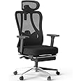 Hbada P3 Pro Office Chair with 2D Adjustable Lumbar Support, Ergonomic Office Chair with 3D Adjustable Headrest and Armrest, 135° Stepless Tilt Function, Three-Layer Mesh, Black(with Footrest)