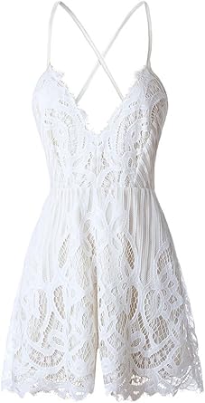 white lace shorts romper