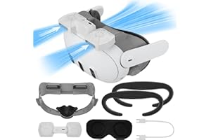 RGEEK Facial Interface with Cooling Fan for Meta Quest 3, Face Cover with PU Face Cushion Pad Replacement with Lens Protector Cover for Quest 3, Active air Circulation Ventilation Increases face Cool