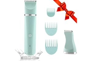 RAXMETRY Bikini Trimmer for Women, Electric Razors for Women, IPX7 Waterproof&Easy Cleaning, Ceramic Blade,Rechargeable Pubic Hair Trimmer Womens,Green