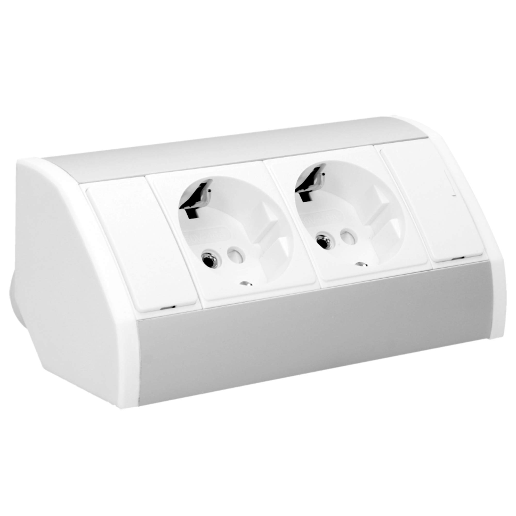 ORNO GM-9005/W-G(GS) Corner Socket 2 Compartments with Child Lock, 45° Assembly, 3680 W, for Kitchen, Office and Worktop