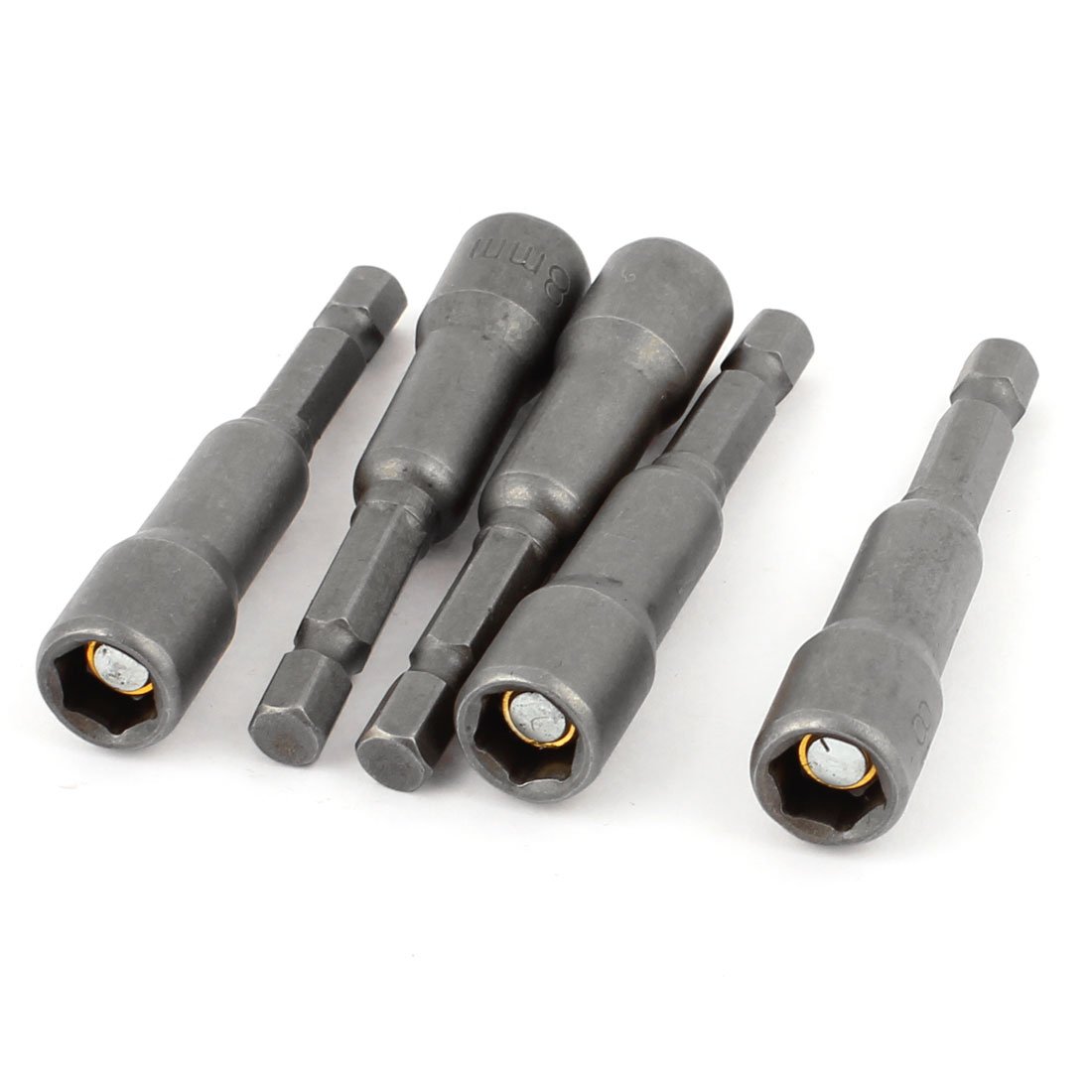 uxcell Magnetic Head Hex Socket Nut Setters Driver Bits (5 Piece), 13mm x 65mm/8mm