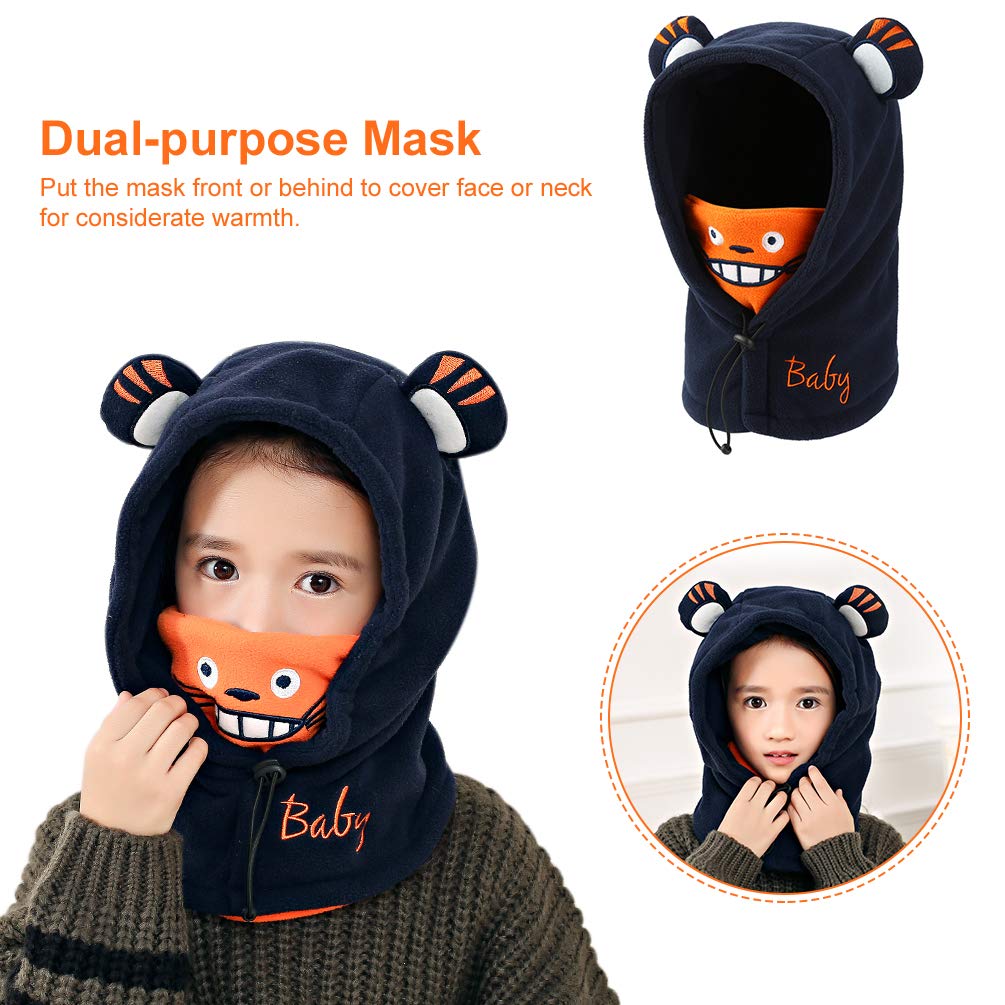 VBIGER Bonnet Hiver Chaud Enfant Cache Cou Cagoule Dessin animé avec un design à double couche