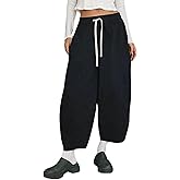 Xiaoxuemeng Barrel Jeans Women Cropped Cotton Wide Leg Pants High Waisted Denim Pants with Pockets