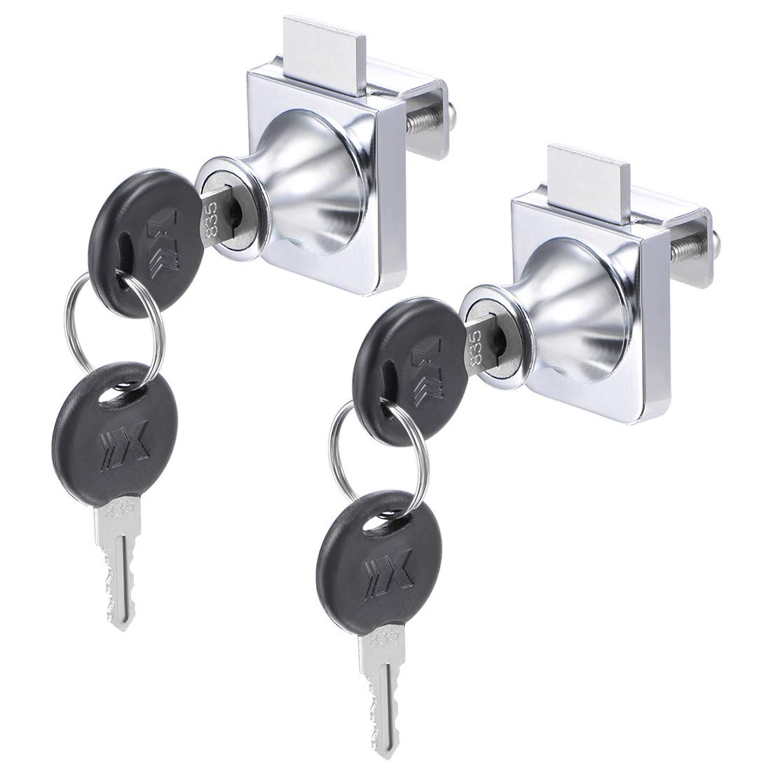 sourcing map Glass Cabinet Door Lock, for Hinged Glass Display Cabinets Keyed Alike 2Pcs