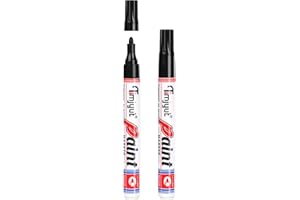 TIMJYUT Black Paint Pens,2 Count Permanent Paint Pens,Medium Tip Oil-Based Paint Pens,Waterproof & Quick Dry,Never Fade,Markers Pens For Rock,Plastic,Glass,Wood,Metal and More
